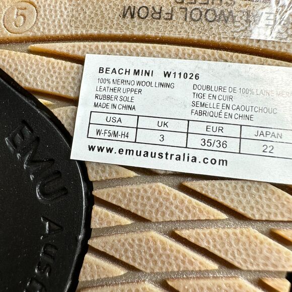 EMU Australia Beach Mini Leather Merino Wool Lining Boots Black Women's 5 NWB - Picture 10 of 14